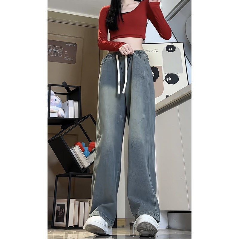 速发美式复古牛仔裤2松宽4新款20直筒高腰阔腿长裤大码装,淘宝优惠券,粉丝福利购,淘宝优惠卷