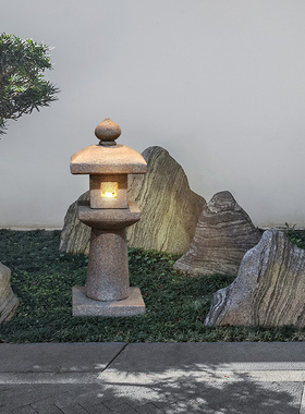 速发中式太能户外景别墅灯观日坪灯庭院石灯笼草式花园造景布置摆
