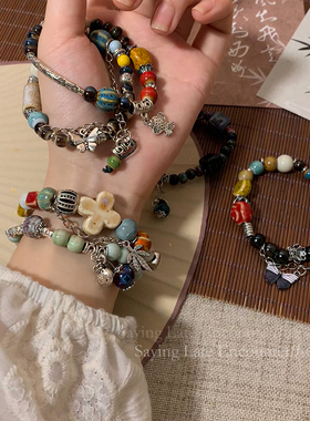 极速手作款~ i新中式国潮陶瓷串珠手链女复古民族风小众情侣童趣