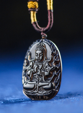 极速大日如来吊坠冰种黑曜石本命B佛属羊猴十二生肖八大守护神项