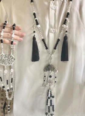 极速汉服璎珞背云长款流苏平安锁吊坠项链M新中式古风国风马面裙