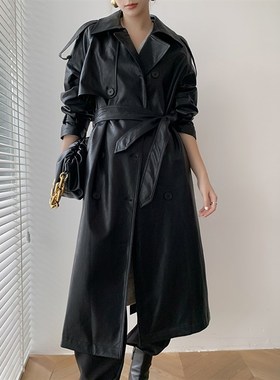 极速Korea Runway Designeru 2021 Fall /Autumn leather Maxi Lo