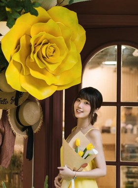 新品秋日黄玫瑰 大型秋天节置y景打卡点店铺美陈列网红装饰拍照道