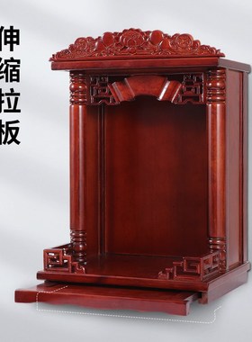 新品实木佛e龛财神爷摆件壁挂式神台柜家用柜子新中式观音供座台