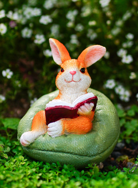 速发可爱兔子创意摆件桌面装饰微景观盆景花园幼儿园造景摆设车载