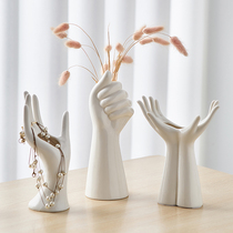 Modern-Art Vases White Ceramic Hand Vase for Hydroponic Flow
