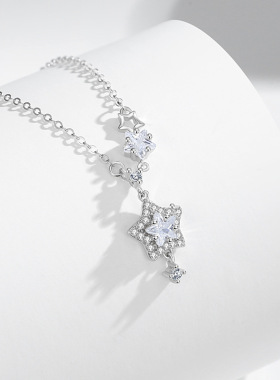 星星纯银925项链女时尚百搭款锆石五角星锁骨链ins风流星雨吊坠