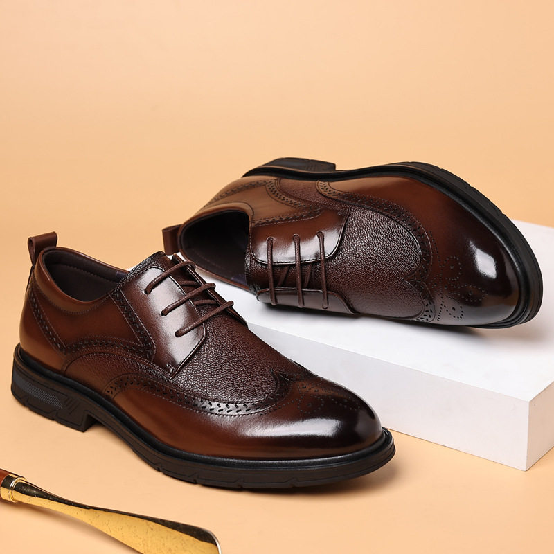 春季男士商务正装皮鞋真皮男款英伦休闲鞋布洛克雕花男鞋镂空凉鞋,淘宝优惠券,粉丝福利购,淘宝优惠卷