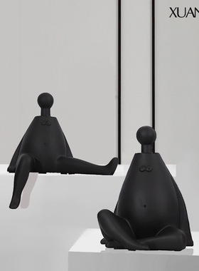 北欧卡通抽象橙色人物摆件家居客厅电视柜软装饰品样板间茶几摆设