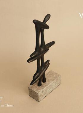 梵其覆古轻奢大理石抽象几何雕塑摆件样板房民宿客厅酒柜中古装饰