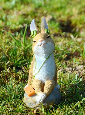 创意乐队兔子音乐愈合装饰办公室桌子人造卡通可爱的动物礼物情人