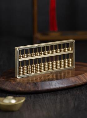 铜制官方如意算盘饰品铜制工艺品实心大小客厅办公装饰品画痕周礼