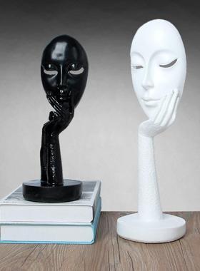 欧式现代抽象人物雕像客厅艺术装饰摆设沉默是金不听不看树脂摆饰