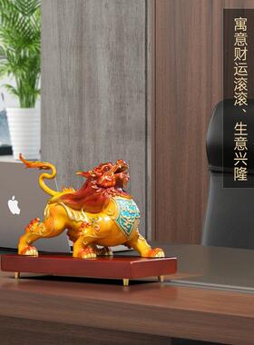 招财铜貔貅摆件全铜皮丘霸王貔貅家居办公室客厅装饰乔迁开 业礼