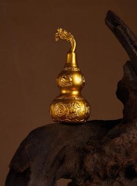 灵顺|三金纯铜摆件金财神金葫芦一桶金家居办公室送礼新年装饰