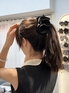 高级感黑色波点木耳花边大肠发圈