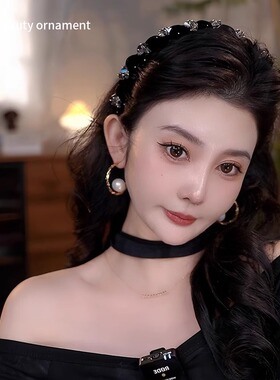轻奢丝绒波浪发箍女2025新款