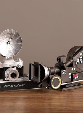 复古老式铁艺放映机模型摆件酒吧餐厅咖啡店装饰橱窗陈列拍照道具