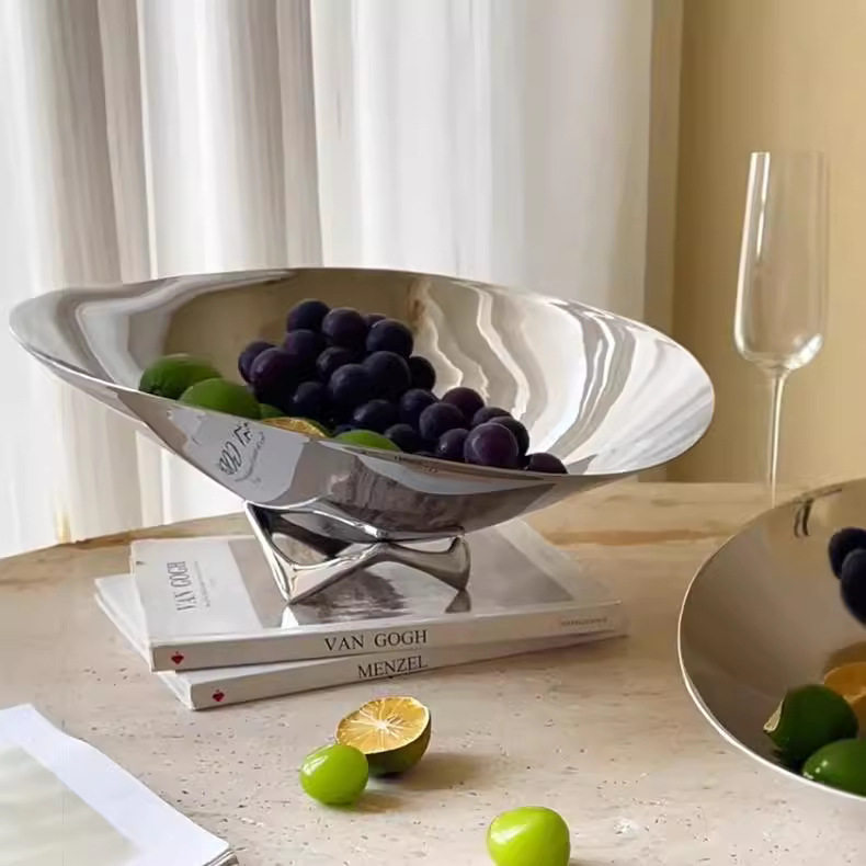 现代轻奢304不锈钢KTV水果盘家居酒店桌面茶几收纳托盘装饰品摆件,淘宝优惠券,粉丝福利购,淘宝优惠卷