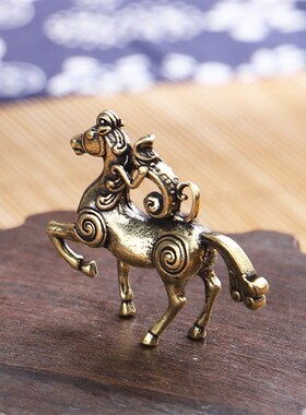 极速仿古纯黄铜实心骏马上封侯A车钥匙扣挂件马上猴子骑马手把玩