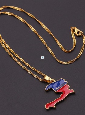 极速NEW Country Map Flag Necklace Africa Guinea Ghana ZLiber