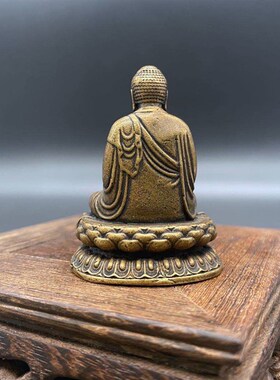 极速实心纯e黄铜办公桌面小摆件莲花佛祖古铜茶宠工艺品礼品手把