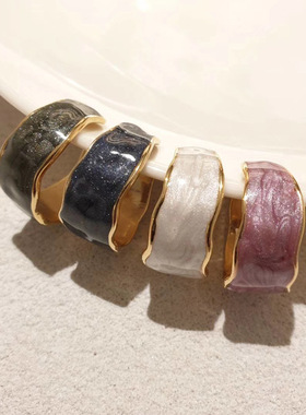 极速New Simple Vintage Ring Green Metal Geometric EVlegant E