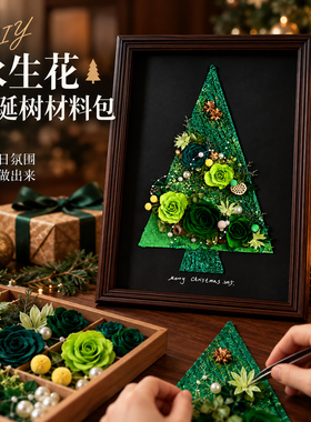永生花圣诞树相框DIY材料包
