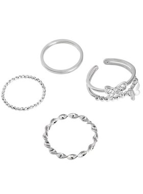 新款精致超仙蝴蝶扭曲四件套戒指女轻奢小众设计感时尚个性气质食