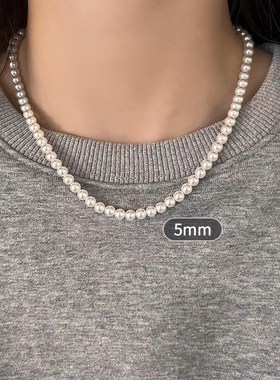 新款施家珍珠项链女小众轻奢设计高级感简约气质锁骨链元宝扣子毛