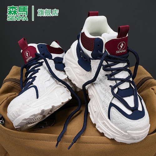 森马男鞋冬季韩版潮流高帮运动鞋男士时尚休闲百搭轻便跑步老爹鞋 - 图0