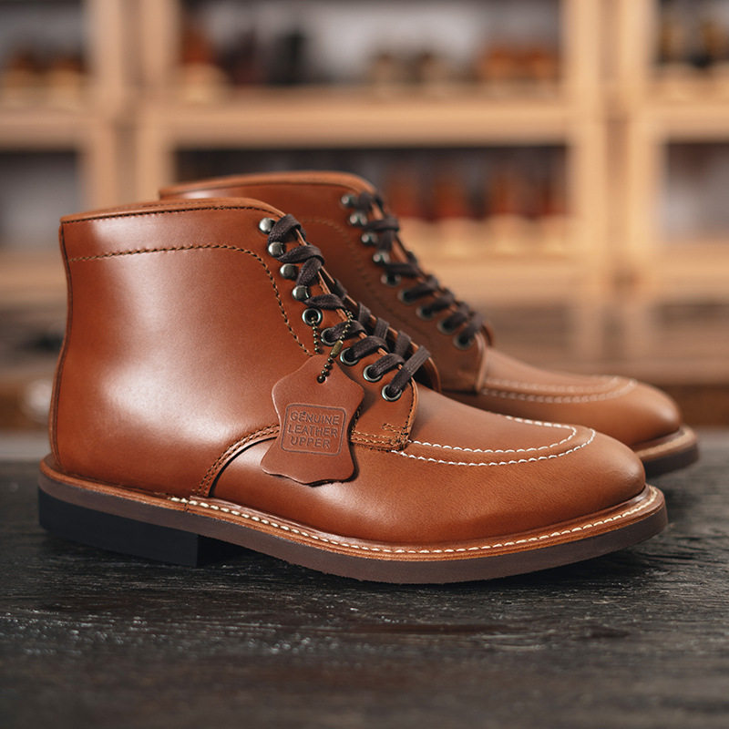 Alden同款403固特异真头层牛皮马丁靴短靴高帮正装皮鞋休闲工装靴 - 图0