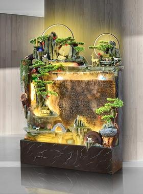 创意流水幕墙假山喷泉风水轮加湿器鱼缸客厅店铺乔迁开业装饰摆件