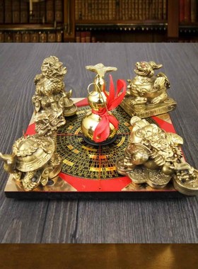 速发铜制阵财聚葫芦龙龟蟾金貔貅罗盘麒麟聚宝盆招财家居店铺摆件