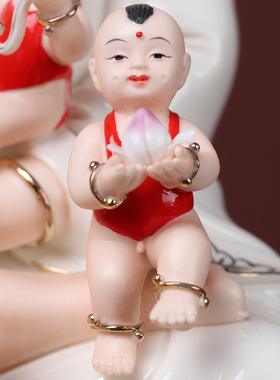 速发 陶瓷送音观家供观世子菩萨佛像求子神奉供像家用摆件