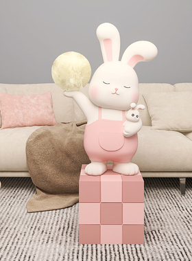 速发亲子兔客厅大型落饰摆件灯电视柜沙发旁装搬乔迁新居礼品地家