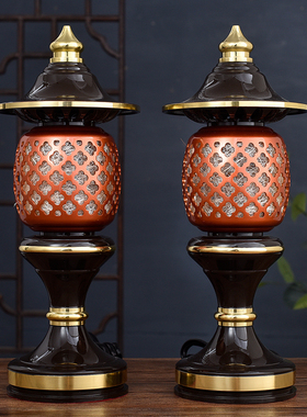 速发佛具套件纯铜香炉圣水瓶供佛灯水果盘贡台花杯一对摆装供奉长