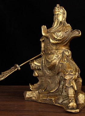 速发铜提 铜公摆件 刀铜关公摆件  擦黑色关关公摆件