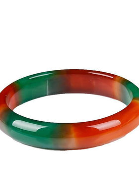 极速红玛瑙手镯俏色红绿玉髓镯子B饰品女送女性礼物玉石玉器玉镯5