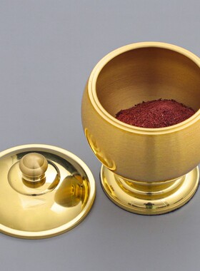 新品纯黄铜香粉盅办室内茶道居家用香薰H盅器皿沉香檀香罐供奉佛