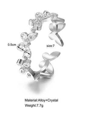 极速Butterfly operning ring Womens 蝴蝶开口戒指锆石戒指女