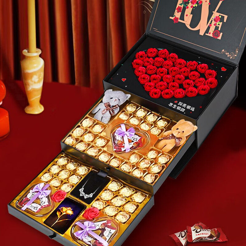 生日礼物实用高档德芙巧克力礼盒装情人节礼物送女朋友老婆高级感