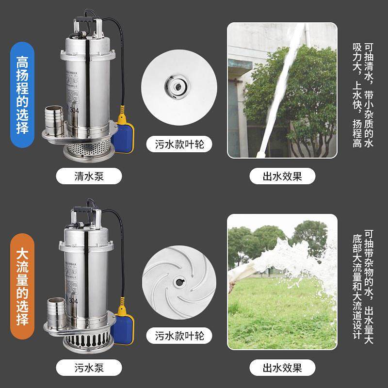 极速不锈钢水泵304耐腐蚀潜水泵全自动F污水泵220V带浮球排污泵抽,淘宝优惠券,粉丝福利购,淘宝优惠卷