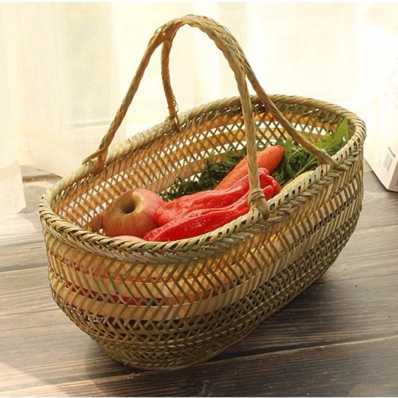 极速竹篮伴手礼i家用圆形编织鸡蛋篮买菜篮子藤编竹编老式水果购,淘宝优惠券,粉丝福利购,淘宝优惠卷