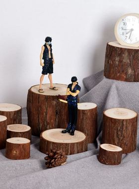 极速原木头小木桩底座杉木段树桩摆件拍照DIY道具背X景墙装饰树段