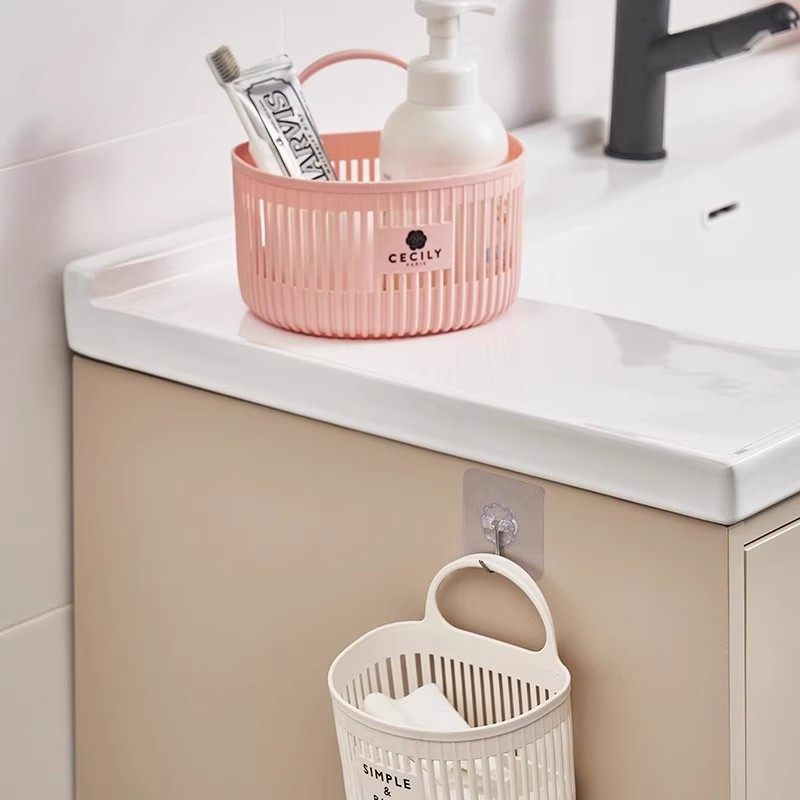 厨房葱姜蒜收纳筐小挂篮置物架浴室吊篮卫生间床边壁挂式收纳篮子 - 图0