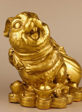 极速纯铜金钱钱袋兔黄铜生t肖兔铜器工艺礼品摆饰家居吧台玄关装