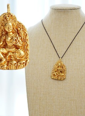 极速博福供奉用品黄铜绿度母x圣民族风情侣项链随身吊坠佛像男女