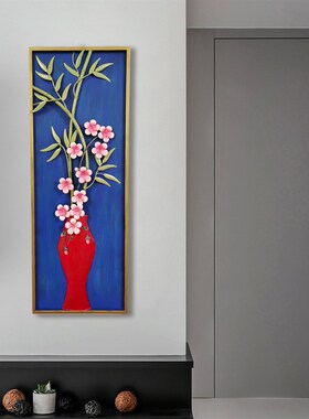 极速新中式墙h面装饰铁艺挂件梅花竹子沙发电视背景墙柱子免打孔