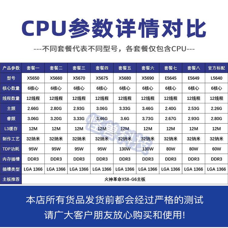 X5650 5660 X5670 X5675 X5680 5690 E5645 5649 L5640 CPU1366针-图0